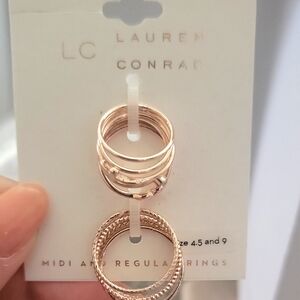 LC Lauren Conrad Pink Gold Tone Midi And Regular Ring Set
